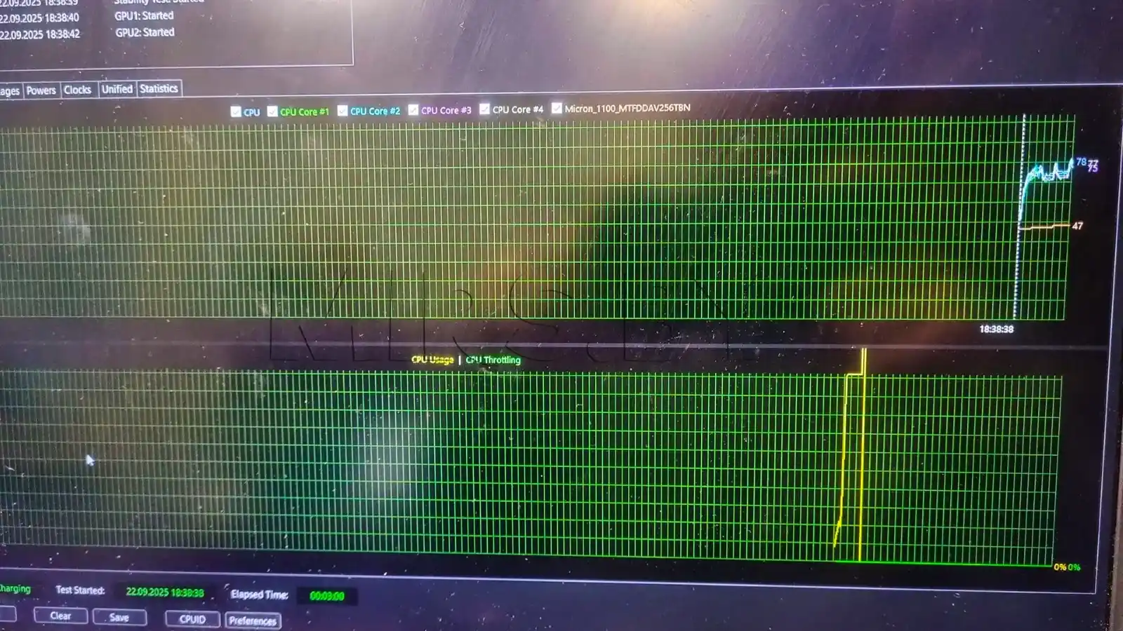 температура процессора ASUS TUF Gaming FX504GM после чистки под 100% нагрузкой
